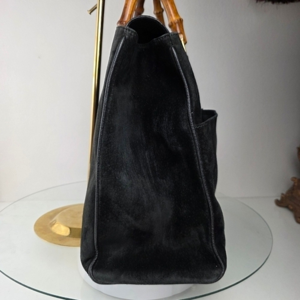 Gucci Black Suede Bamboo Handbag Circa 1980s/90s - Picture 14 of 15